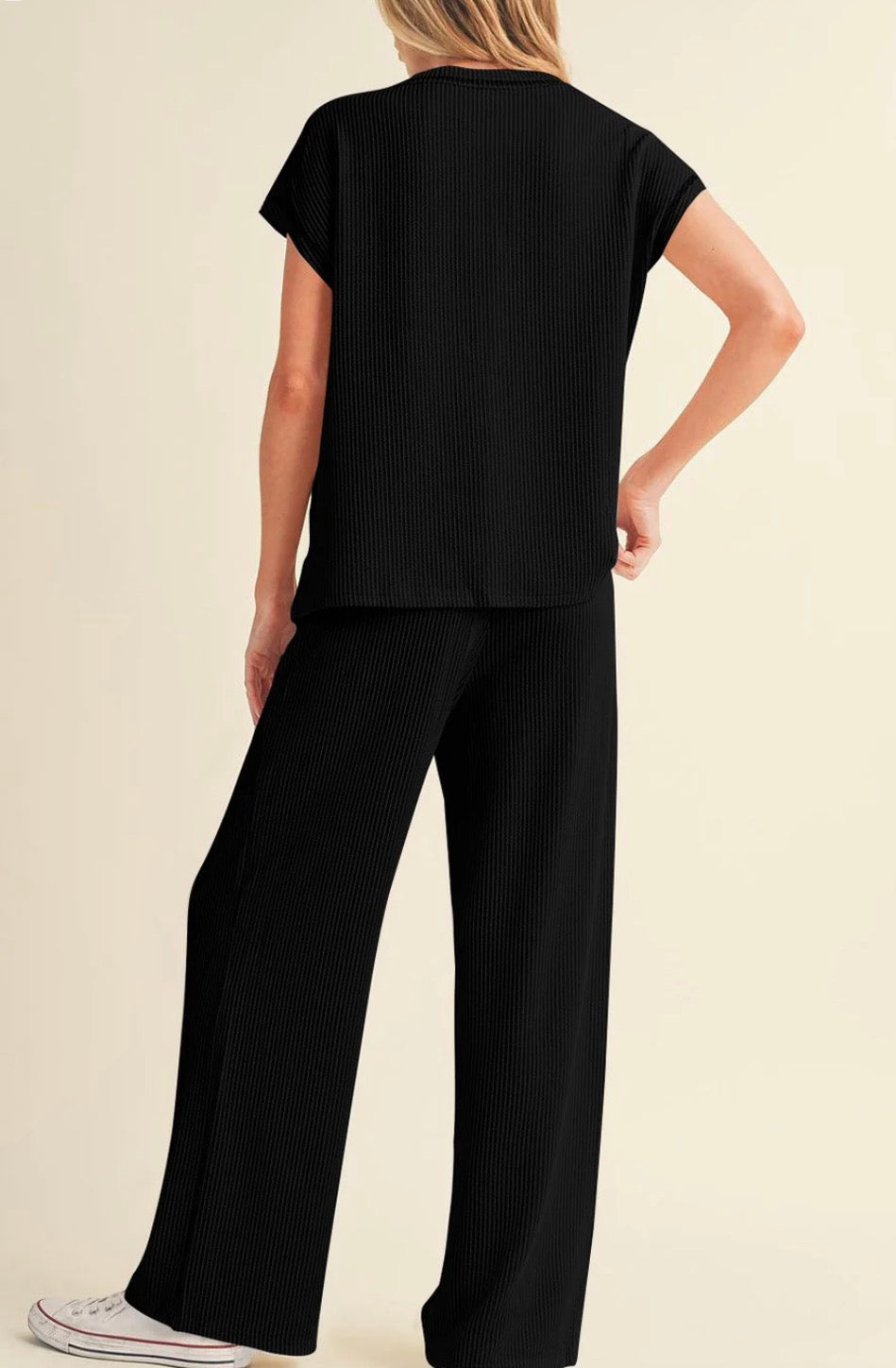 Black Corded Pants Set