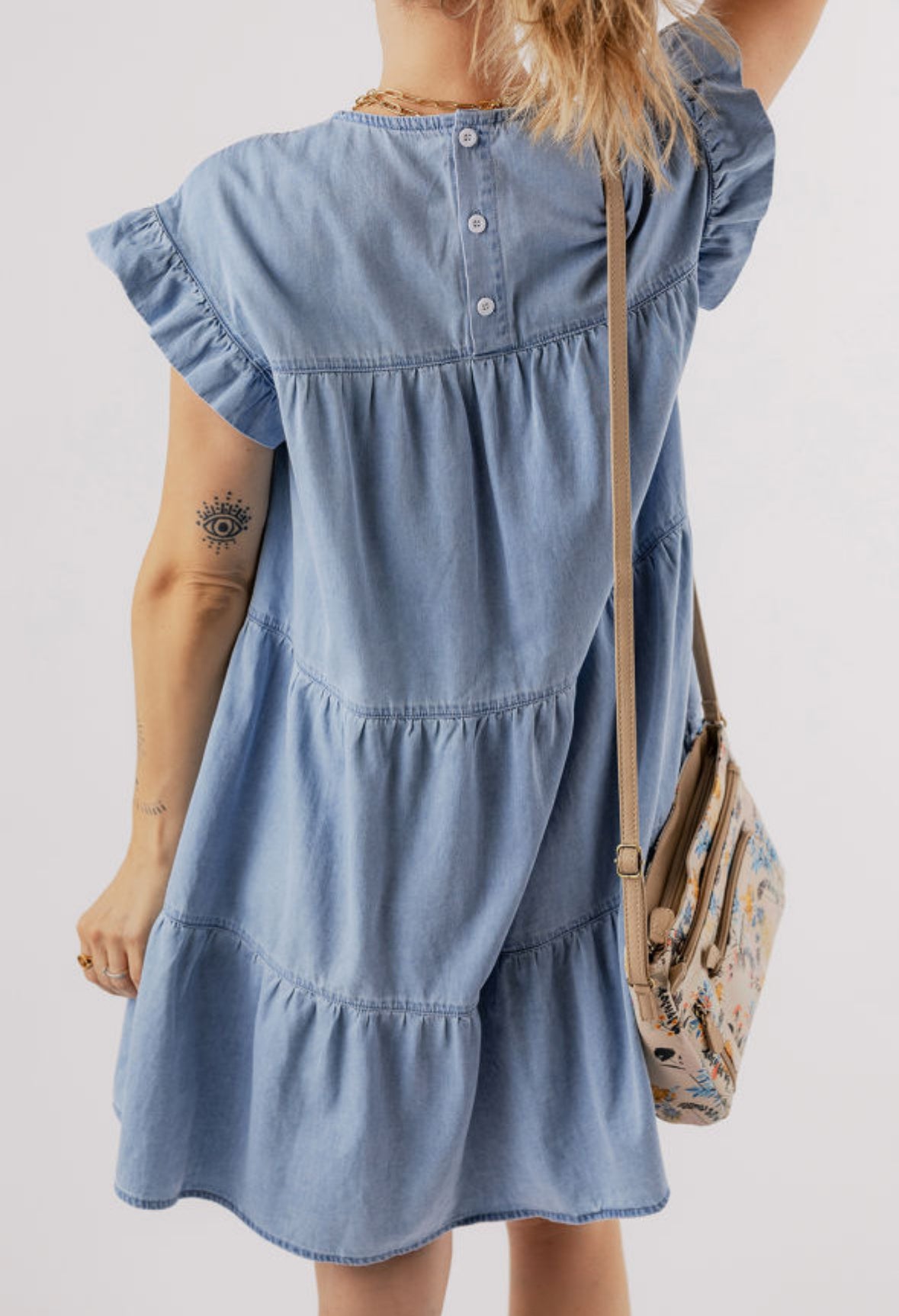 Beau Blue Ruffle Denim Dress