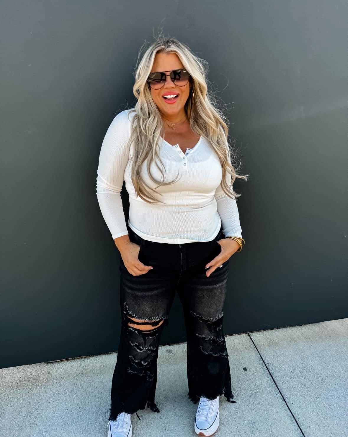 Brooklyn Snap Top - White