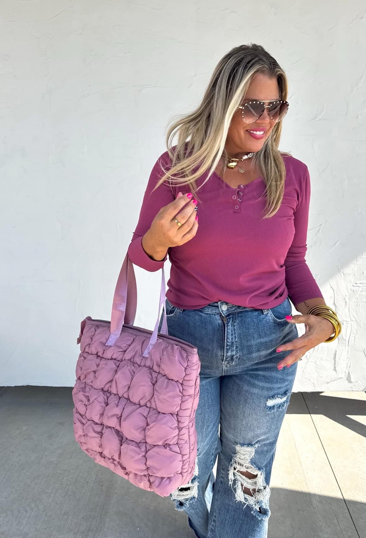 Brooklyn Snap Top - Mauve