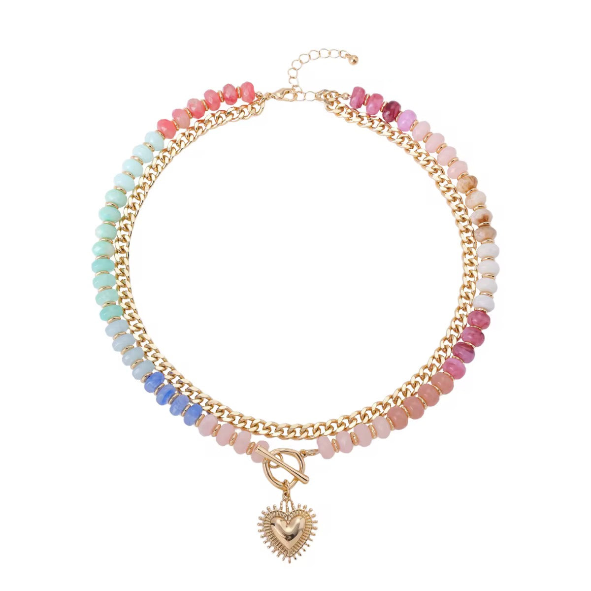 Rainbow Heart Layered Necklace RTS