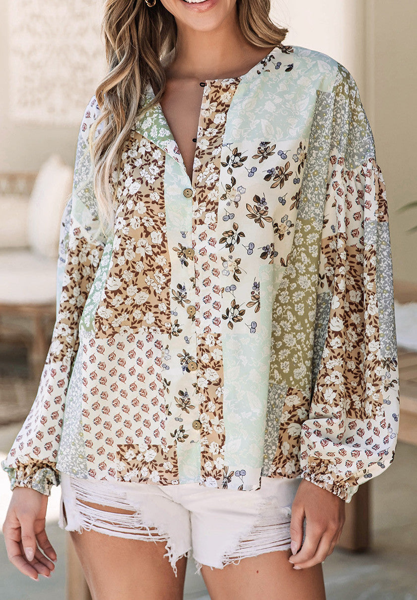 Multicolor Floral Puff Blouse RTS
