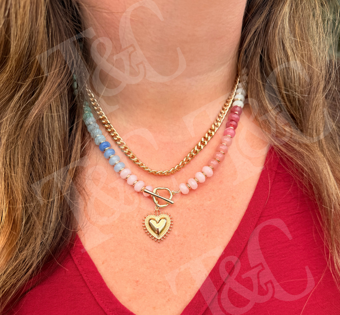 Rainbow Heart Layered Necklace RTS
