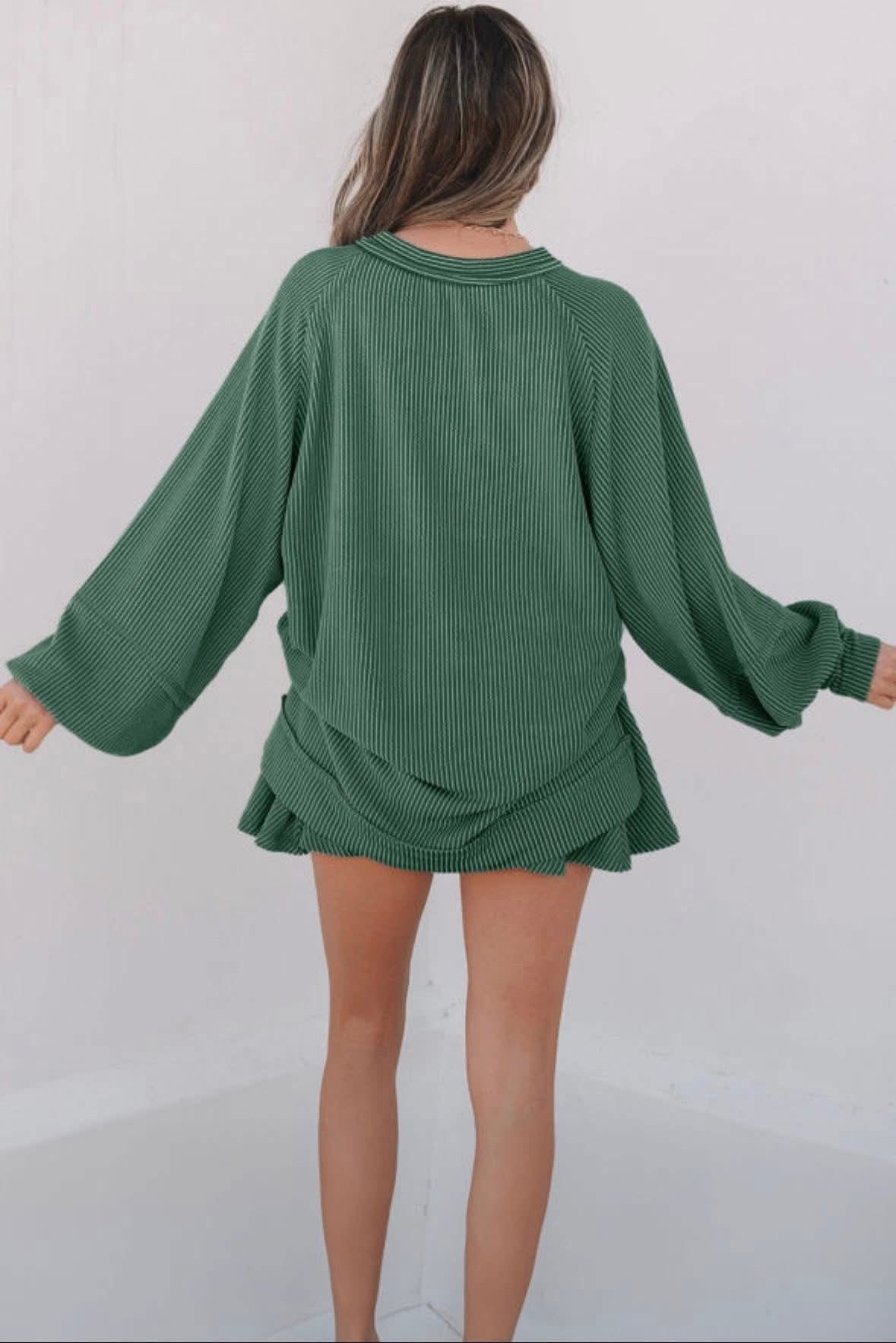 Green Corded Skort Set