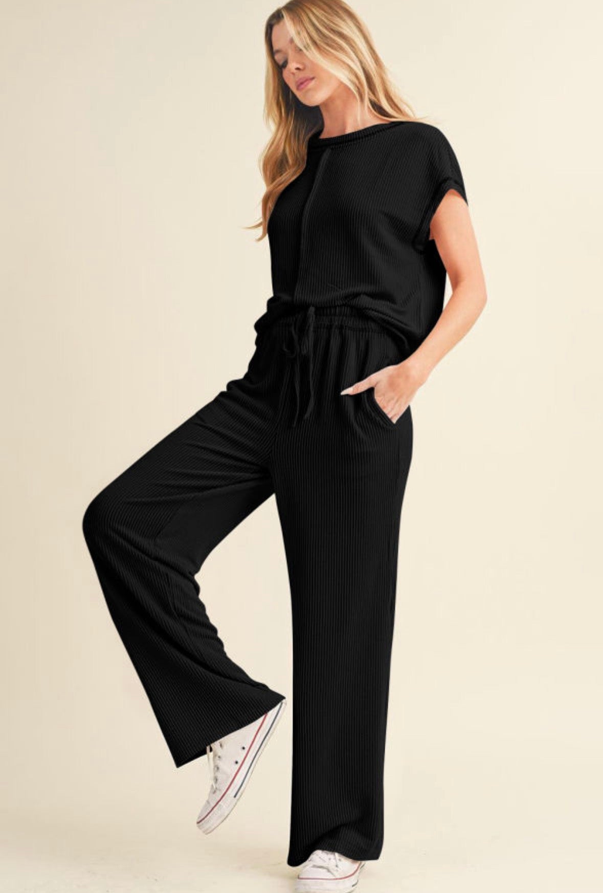 Black Corded Pants Set