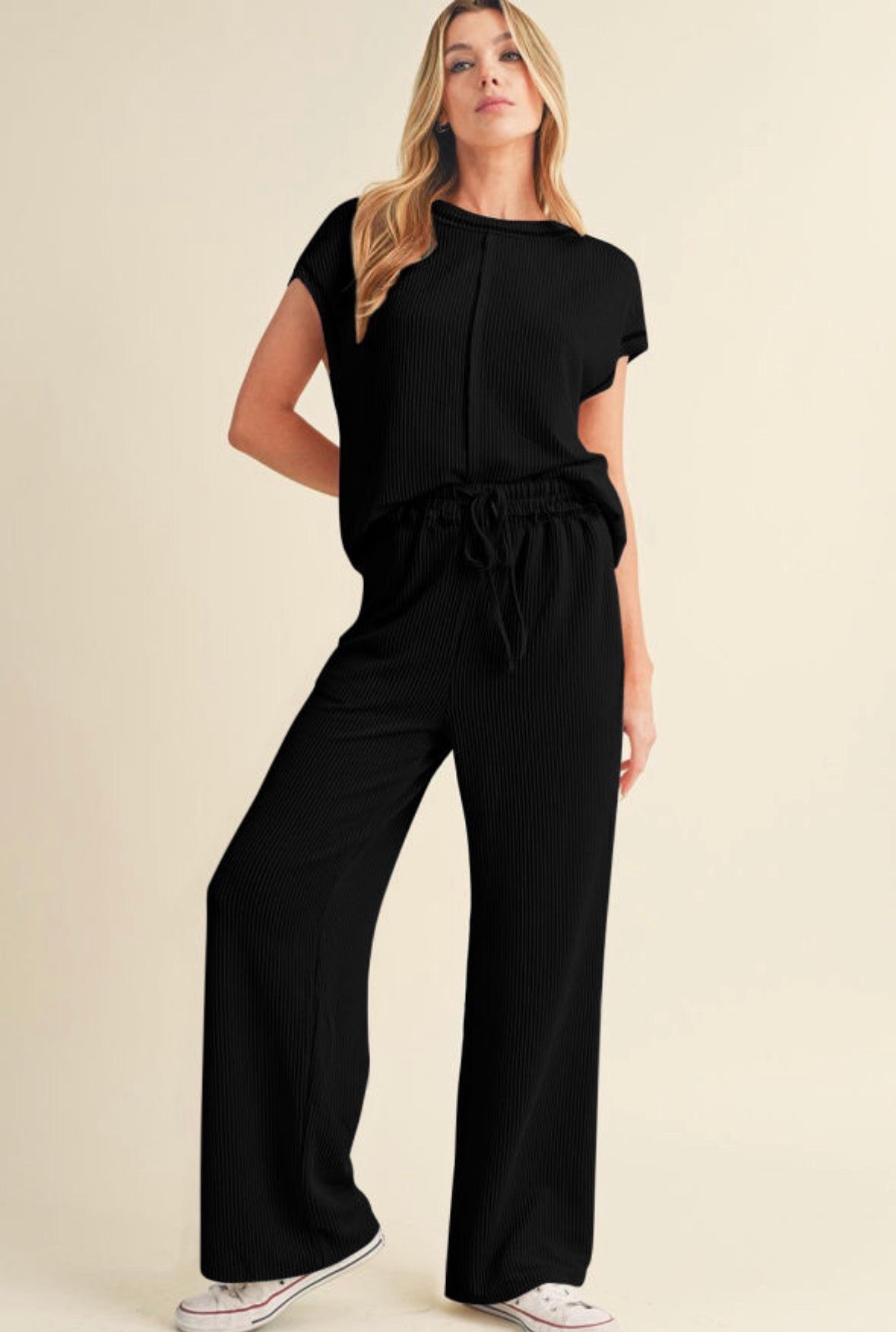 Black Corded Pants Set