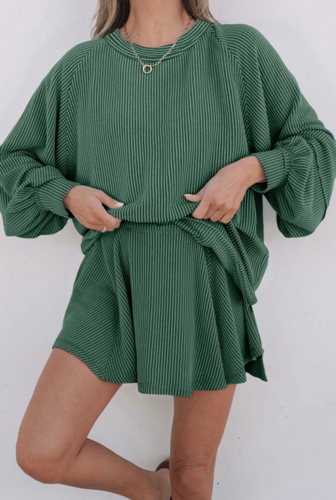 Green Corded Skort Set
