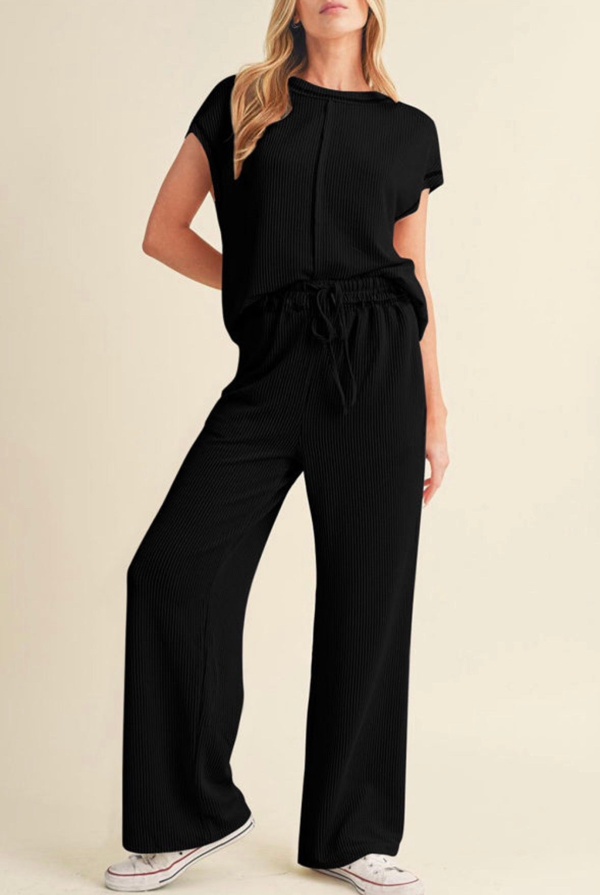Black Corded Pants Set