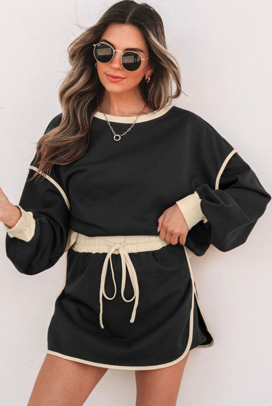 Bell Sleeve Pullover Skort Set