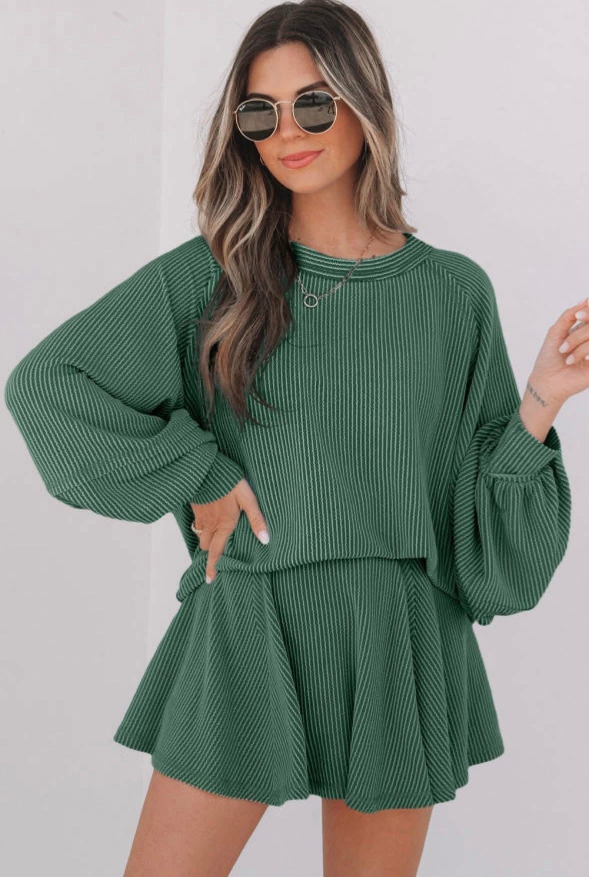 Green Corded Skort Set