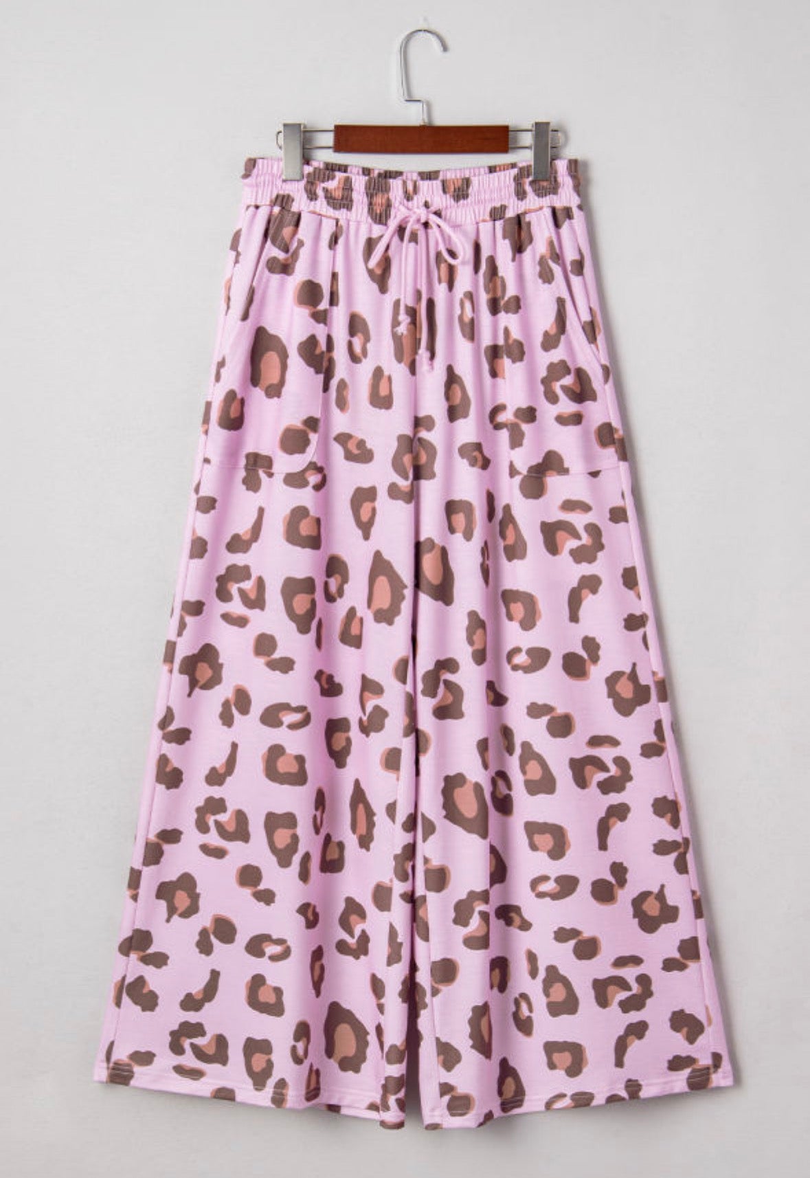Pink Drawstring Leopard Pants