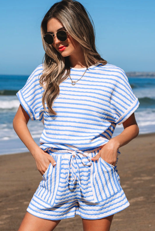 Blue Sky Knitted Short Sleeve Set