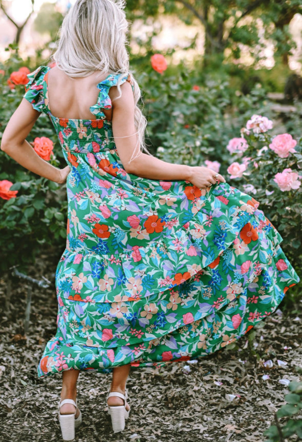 Tilly Green & Floral Dress