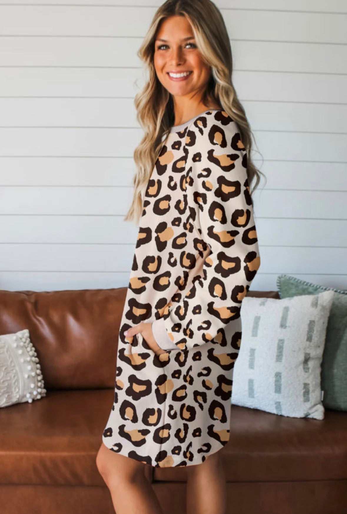 Khaki Leopard TShirt Dress