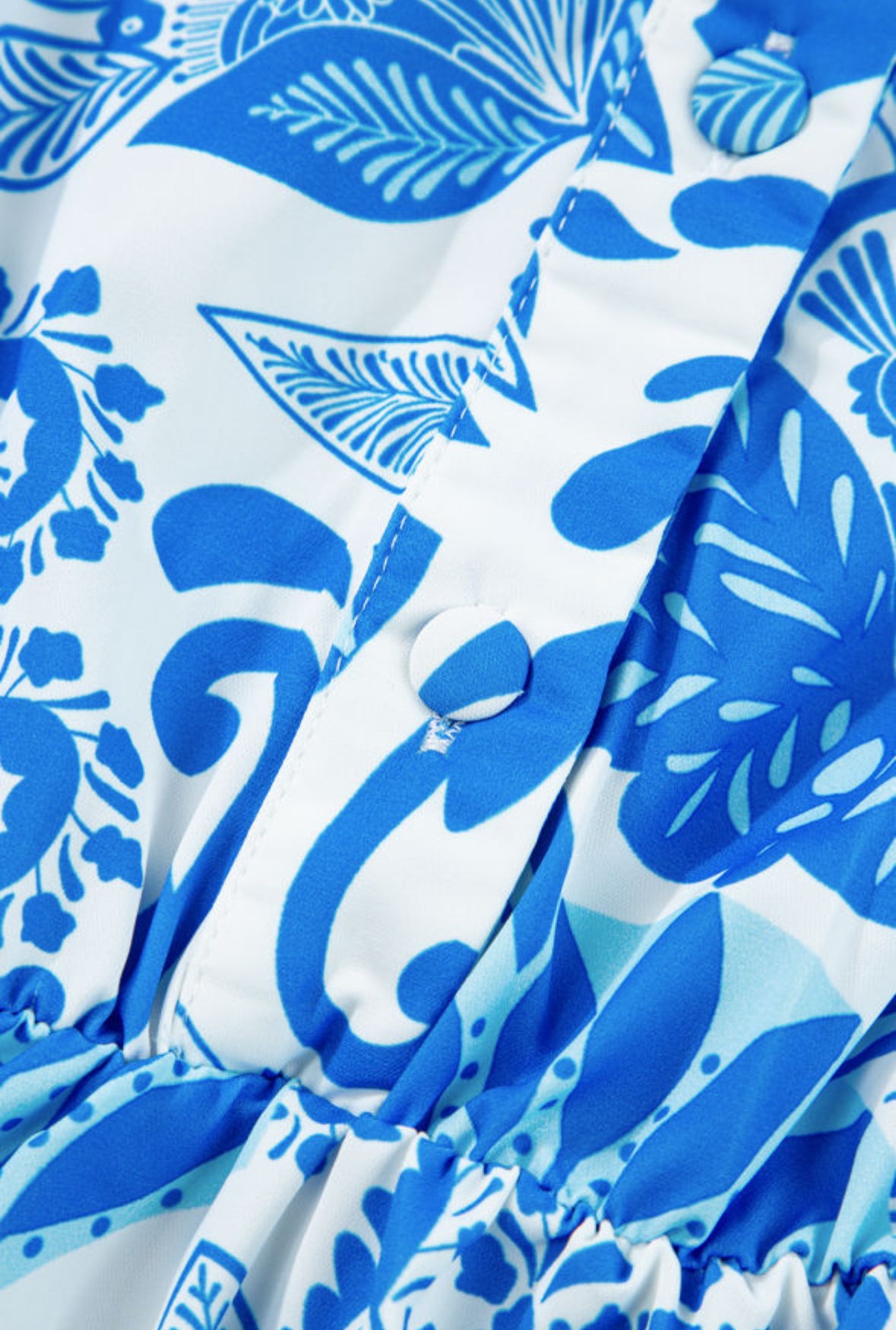 Sky Blue Retro Floral Mini Dress