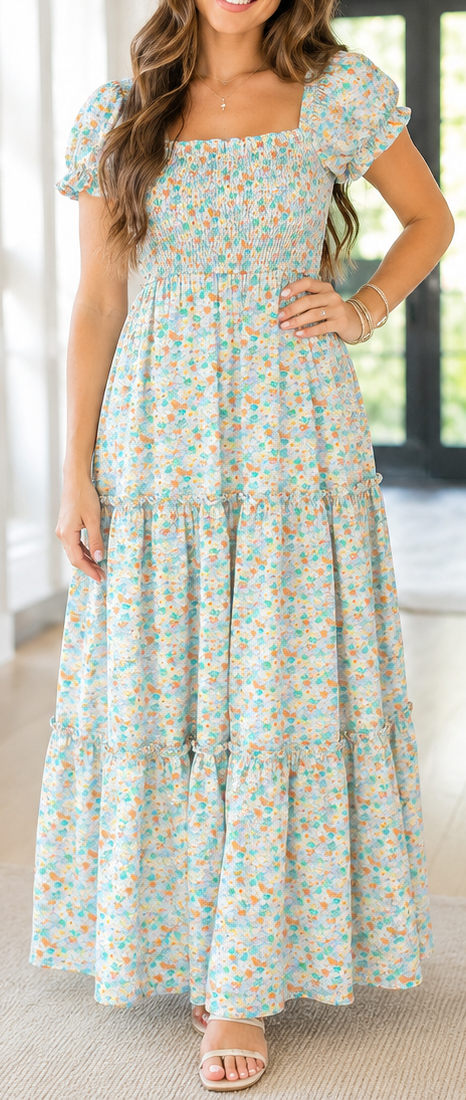 Floral Shirred Spring Maxi RTS