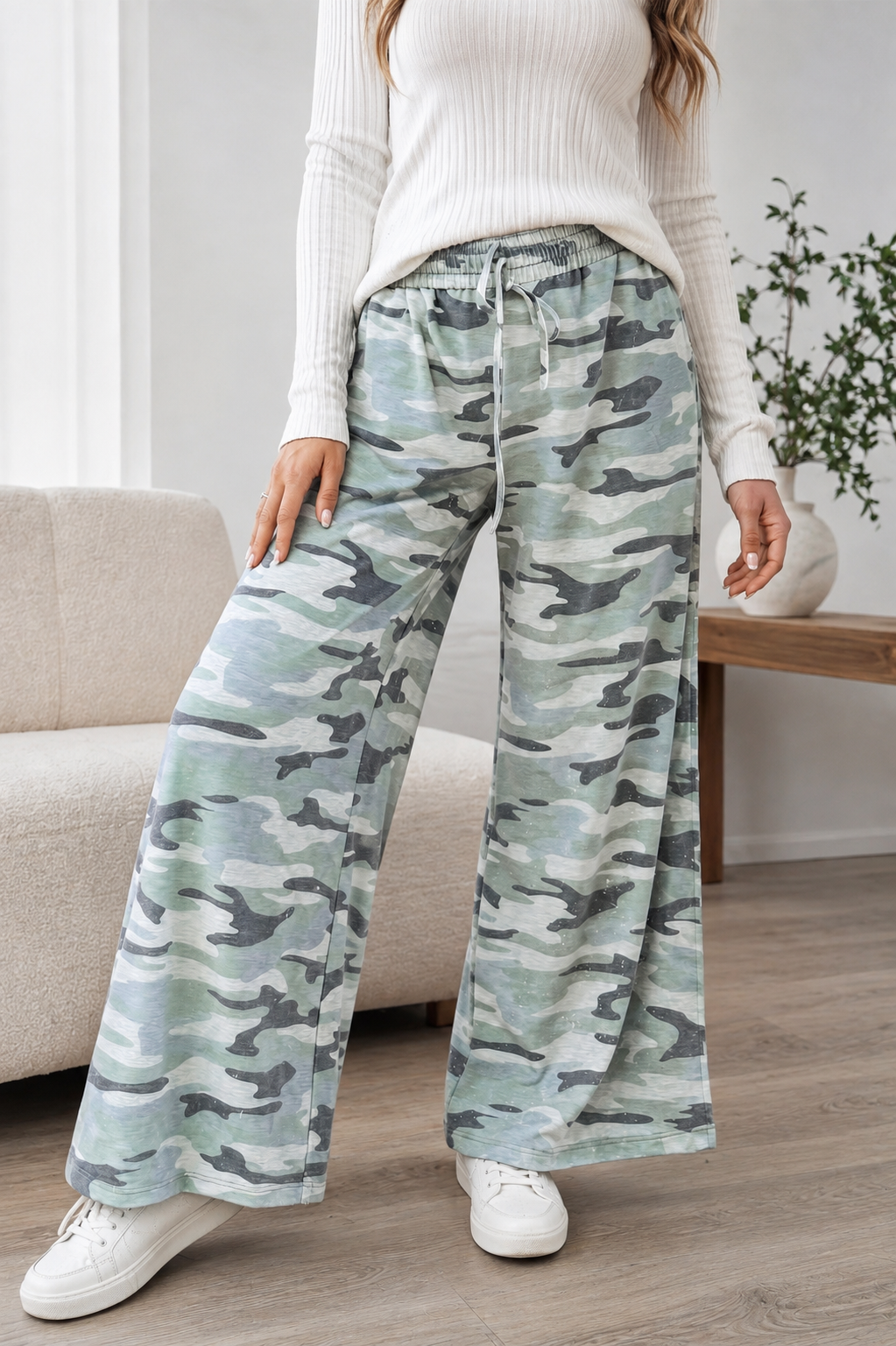Green Camo Casual Pants