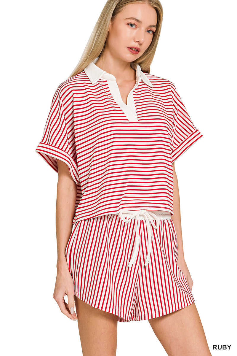 Striped- Collar Set Zenana RTS