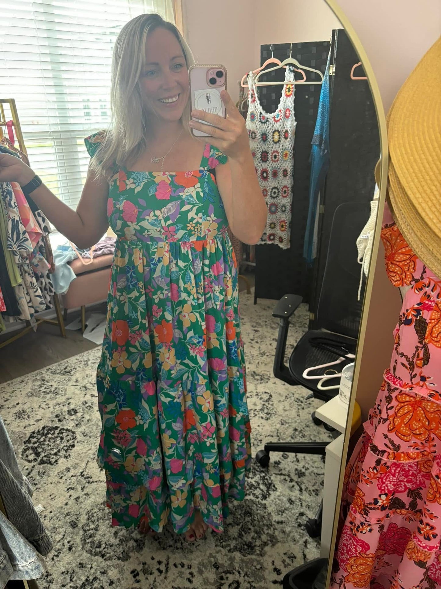 Tilly Green & Floral Dress