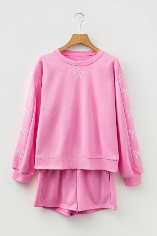 Pink Embroidered Bow Set (Pre-Order)