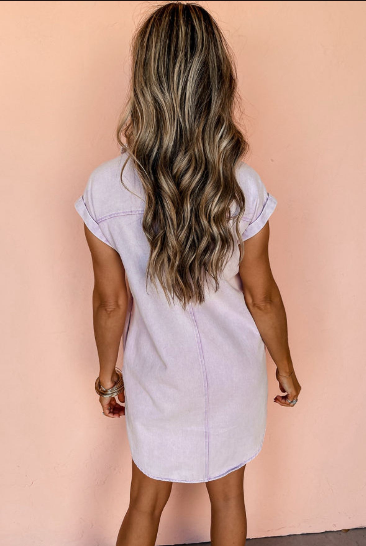 Lavender Button Down Denim Dress