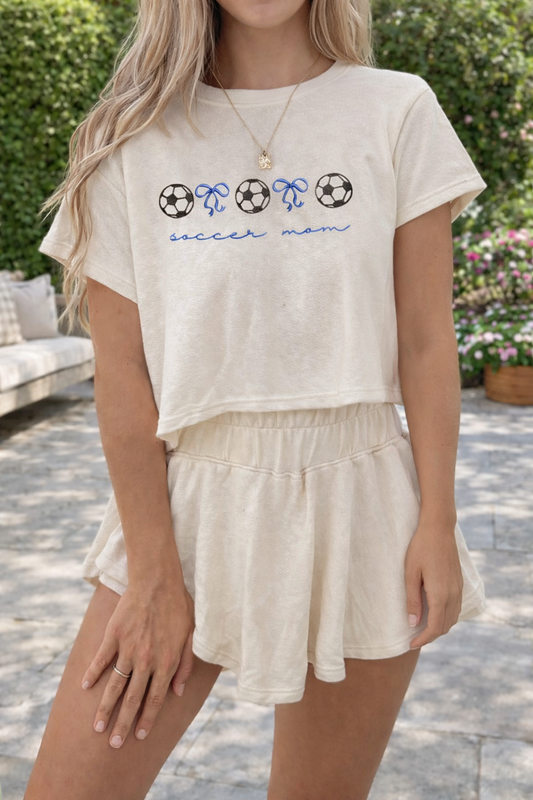 SOCCER MOM Bow Embroidered Set RTS