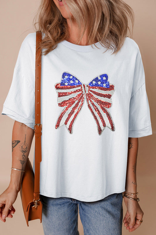 Sequin Patriotic Bow Oversized Top RTS